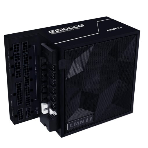 Lian Li Edge Serie - 1000W Full Modular Power Supply (Fan USB Hub Included) - Gold - ATX 3.1 - PCIE 5.1 Support - 12V-2x6 Connector - L-Shape Design for Dual Chamber Case - Black (EG1000G.BH)