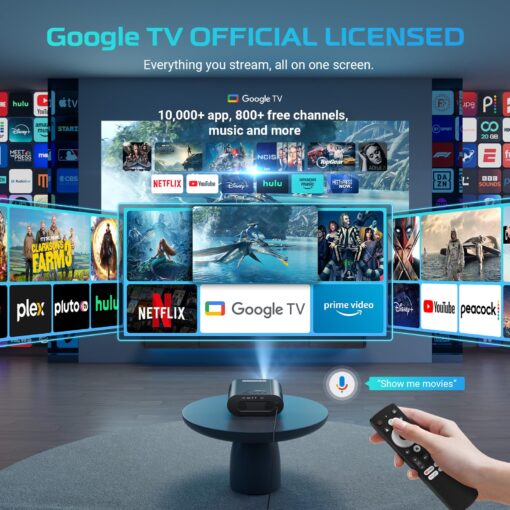 GooDee Smart 4K Projector with WiFi and Bluetooth, Google TV-Licensed Outdoor Movie Projector with Netflix / Prime Video / YouTube Built-in, Keystone Voice Control Home Theater - Image 7