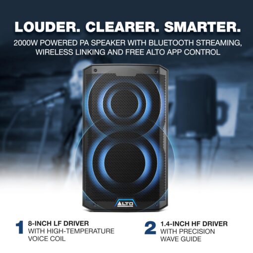 Alto Professional TS408 - 2000W 8" Powered PA Speaker with 3 Channel Mixer, Bluetooth Streaming, Wireless Loudspeaker linking, DSP and Alto App - Image 21