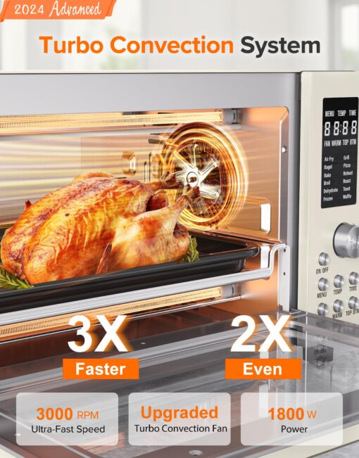 Nuwave Bravo Pro Smart Air Fryer Toaster Oven Combo, Airfryer Convection Oven Countertop, 10-in-1 Functions with Quicker & Even Crisp Technology, 1800W, 50-450°F, PFAS-Free, 21QT, Vanilla Cream - Image 7
