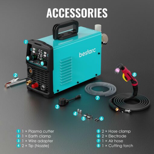 bestarc 55Amps Plasma Cutter, Non Touch Pilot Arc, Large Digital Display Screen, CUT55P 110/220V Dual Voltage, IGBT Inverter Plasma Cutting Machine (CUT55P 110/220V) - Image 2