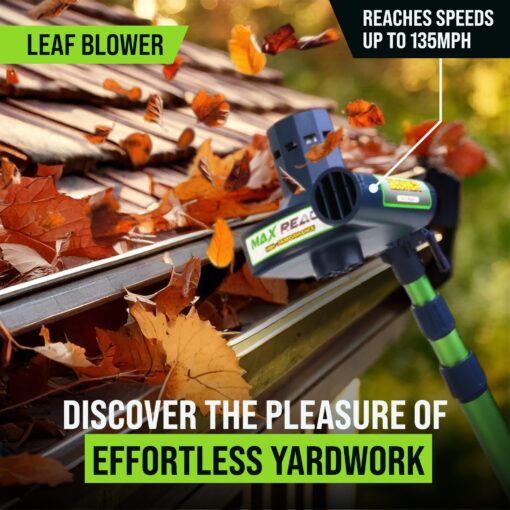 3-in-1 Cordless Yard Landscaping Tool Long Reach Hedge Trimmer + Tree Trimmer + Electric Leaf Blower Cordless with Battery & Charger Battery Powered Pole Saw & Tree Saw & Weed Eater by Max Reach Tools - Image 5