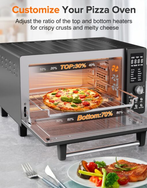 Nuwave Bravo Pro Smart Air Fryer Toaster Oven Combo, Airfryer Convection Oven Countertop, 12-in-1 Functions with Quicker & Even Crisp Technology, 1800W, 50-450°F, PFAS-Free, 21QT, Black - Image 4