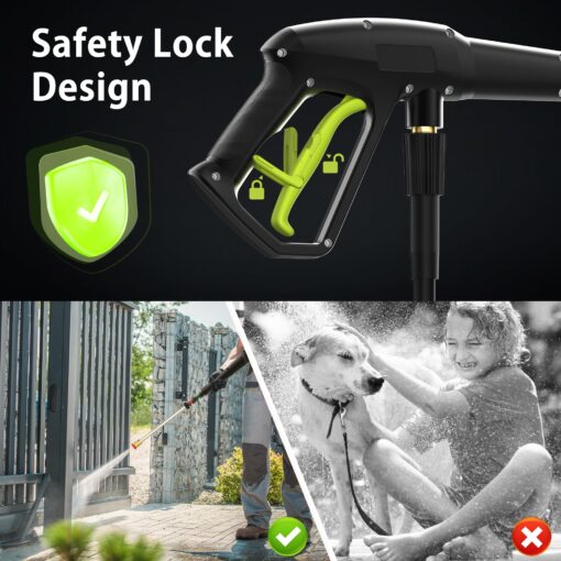 Electric Pressure Washer, 3500 PSI 2.4 GPM Power Washer with Anti-Tipping Technology, 4 Quick Connect Nozzles, Foam Cannon, Stainless Steel Lance, High Pressure Washer for Cars/Fences/Driveways/Patios - Image 2