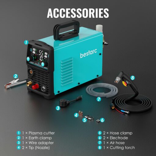bestarc 55Amps Plasma Cutter, Blow Back Pilot Arc With [Air Sensor Technology], 110V/220V Dual Voltage Non-HF Plasma Cutting Machine, Digital Screen Display (CUT55XP 110V/220V) - Image 2
