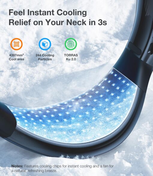 TORRAS COOLiFY Air 2025 Upgraded Neck Fan Air Conditioner, Ultra-Light Portable Fan Rechargeable, Personal Cooling Neck Device with 3 Modes Cool/Cooler/Heat for Travel, Working, Outdoor, Black - Image 6