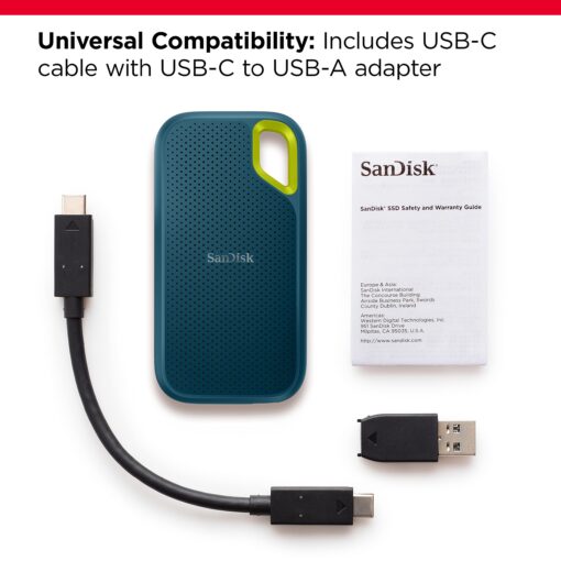 SanDisk 4TB Extreme Portable SSD - Up to 1050MB/s, USB-C, USB 3.2 Gen 2, IP65 Water and dust Resistance, Updated Firmware, Monterey - External Solid State Drive - SDSSDE61-4T00-G25M - Image 5