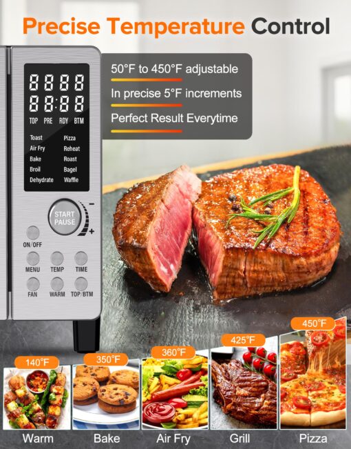 Nuwave Bravo Pro Smart 21QT Toaster Oven Air Fryer Combo, Convection Oven Countertop, 10 functions all in 1, with even & quick crisp technology, 50-450°F, 1800W, Stainless Steel - Image 5