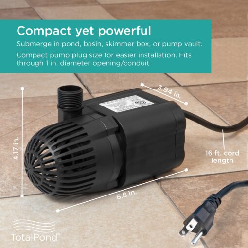 TotalPond 1200 GPH Waterfall Pump, Black - Image 8