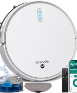 Smart Robot Vacuum and Mop Combo, 2000Pa Suction, App Control, 4 Cleaning Modes, Anti-Fall Sensors, Multi-Surface Cleaning, Self-Charging, Ideal for Pet Hair, Soft and Hard Floors, White