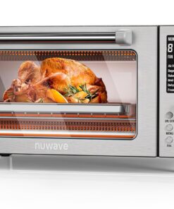 Nuwave Bravo Air Fryer Toaster Smart Oven, 12-in-1 Countertop Convection, 1800 Watts, 21-Qt Capacity, 50°-450°F Temp Controls, Top and Bottom Heater Adjustments 0%-100%, PFAS Free, Stainless Steel