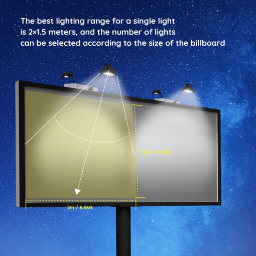 Solar Billboard Light ，Metal Aluminum Lamp Heads,12W 12000AMH Li-on Battery, 60 LED Super Bright Llight, Used for Real Estate Signs, Commercial, Advertising, Highway Sign Lighting - Image 7