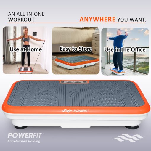 Power Fit Vibration Plate Exercise Machine, Powerfit Elite Vibration Platform, Power Plate, Body Vibration Plate for Lymphatic Drainage, Body Shaker Weight Loss - Remote, Resistance Bands & Diet Plan - Image 3