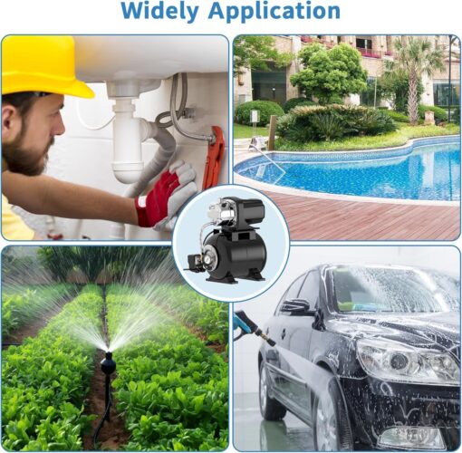 Lanchez 1.6 HP Shallow Well Pump with Pressure Tank, 1340 GPH Automatic Irrigation Water Booster Jet Pump, 115V Stainless Steel Water Transfer Pump for Home Garden Lawn Sprinkler Irrigation - Image 2