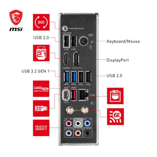 MSI Z790 GAMING PLUS WIFI Motherboard, ATX - Supports Intel 14th, 13th & 12th Gen Core Processors, LGA 1700 - DDR5 Memory Boost 7200+MHz/OC, 1 x PCIe 5.0 x16, 4 x M.2 Gen4, 2.5G LAN, Wi-Fi 6E - Image 3