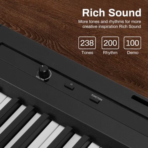 AODSK 88-Key Weighted Action Digital Piano, Grade Hammer Action Keyboard for Beginner Kids/Adults, Black (S-200 Digital Piano with Three-Pedal) - Image 6