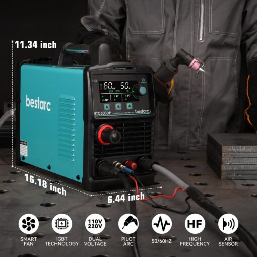 bestarc Plasma Cutter, Pilot Arc [Air Sensor Technology] 110/220V BTC500DP 9th Generation 50Amps Screen Display, Digital Plasma Cutting Machine (BTC500DP 9GEN 110/220V) - Image 3