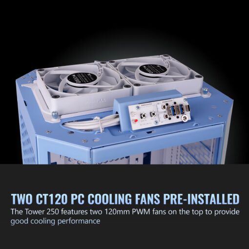 Thermaltake Tower 250 Hydrangea Blue Mini-ITX Mini Tower; 2x120mm CT Fans Included; 360mm Radiator Support; 360mm GPU Clearance; Dual Chamber; CA-1Z9-00SFWN-00 - Image 4