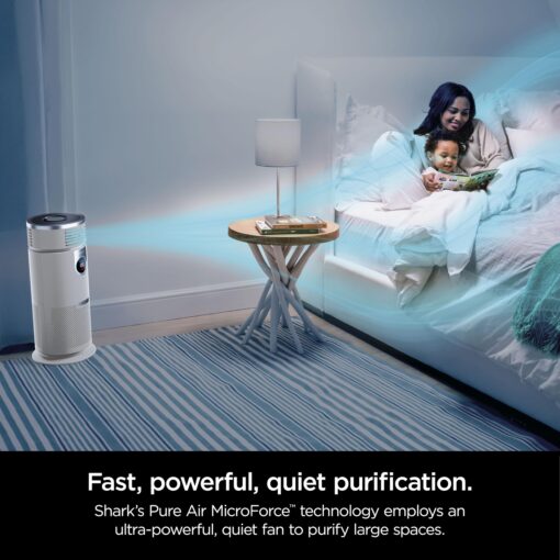 Shark 3-in-1 Clean Sense Air Purifier, Heater & Fan, HEPA Filter, 500 Sq Ft, Oscillating, Captures 99.98% of Particles for Clean Air, Dust, Smoke & Allergens, White, HC450 - Image 2