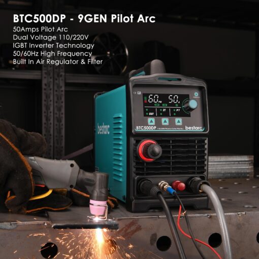 bestarc Plasma Cutter, Pilot Arc [Air Sensor Technology] 110/220V BTC500DP 9th Generation 50Amps Screen Display, Digital Plasma Cutting Machine (BTC500DP 9GEN 110/220V) - Image 5