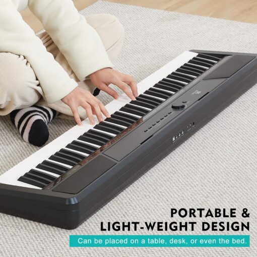 MUSTAR Digital Piano 88 Key Weighted with Stand, 88 Key Semi Weighted Keyboard Piano MEP-1100, Electric Piano Keyboard 88 Keys for Beginners, 2x25W Stereo Speakers, Case, Sustain Pedal, ABS, Black - Image 9