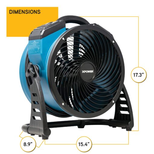 XPOWER FC-250AD DC Motor Heavy Duty Industrial High Velocity Whole Room Air Mover Air Circulator Utility Floor Fan with Daisy Chain, Variable Speed, Timer, 13 inch, 1560 CFM - Image 3