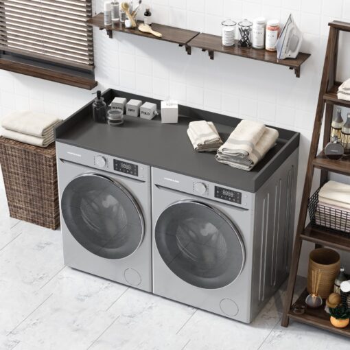 OfficeSimpli Washer Dryer Countertop, Made in USA, Non-Slip Pads, Easy Clean, Laundry Room Essentials and Decor, Washer Dryer Wood Top for Organization (Slate Grey, Standard (27.5" x 54")) - Image 7