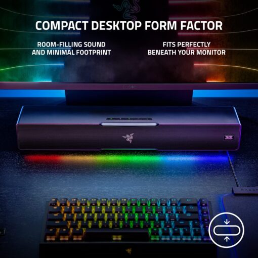 Razer Leviathan V2: Multi-Driver PC Gaming Soundbar with Subwoofer - THX Spatial Audio - Compact Design - Chroma RGB - Bluetooth 5.2 - for Desktop/Laptop, Smartphones, Tablets & Nintendo Switch - Image 5