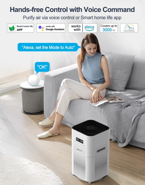 Dayette Smart WIFI Air Purifiers for Home Large Room Up to 3000 Sq Ft, APP & Alexa Control Air Cleaner, H14 Ture HEPA Filter for Allergies Pet Dander Smoke Dust, 22dB Sleep Mode for Bedroom - Image 7