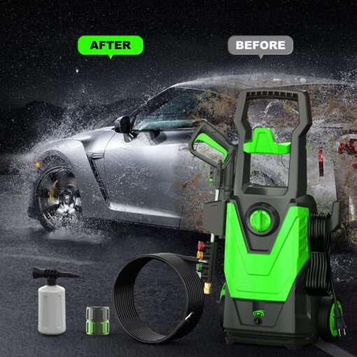Zelonpro Electric Pressure Washer, 4800PSI 3.2 GPM Power Washer 2025 Upgraded with 55FT Cleaning Range, 4 Nozzles, Foam Cannon, High Pressure Cleaning Machine for Cars, Homes, Patios, Fences, Green - Image 3