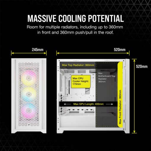 Corsair 5000D Airflow Mid-Tower Case - 3 RGB Fans - Lighting Controller - High-Airflow Design - RapidRoute Cable Management - True White - Image 2