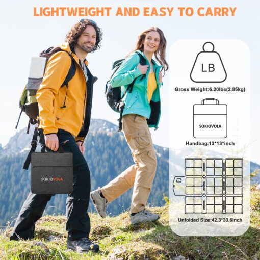 SOKIOVOLA 120W Portable Solar Panel with MC-4 Connector Foldable Solar Panel for Camping Folding Solar Panel Charger for Portable Power Station Laptops RV - Image 6