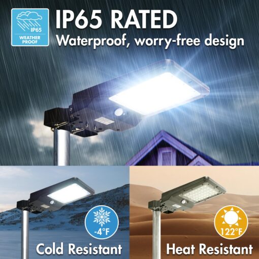 Wagan EL8588 1000 Lumen Integrated Solar Street Lamp Security Flood Light Motion Sensor Waterproof Weatherproof Dusk to Dawn Solar LED Light Lamp for Outdoor Garden Yard Path Parking Lot (4 Pack) - Image 2