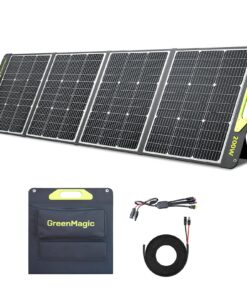 200W Portable Solar Panel, Greenmagic 200W Foldable Solar Panel Lightweight with Kickstands for Home, Camping, Boat, Shed Farm Camping RV Solar Generator, 23% High Efficiency