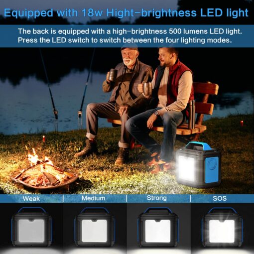 Portable Power Station, 300W 296Wh Solar Generator Quick Charge / 110V AC Outlets/DC Ports and LED Flashlight, Lithium Battery Backup for Home Outdoor Travel Camping Blackout blue - Image 4