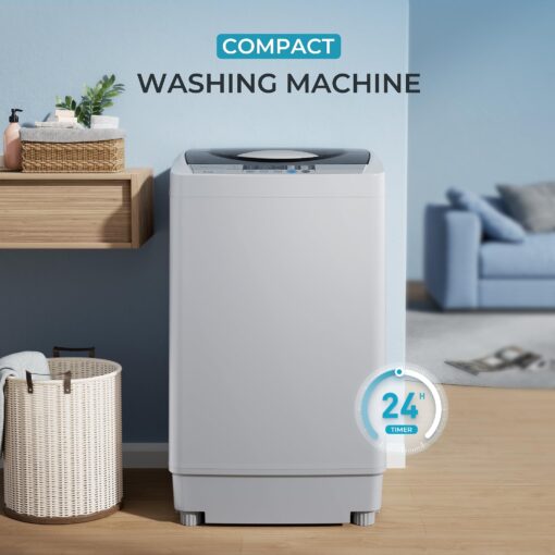 Euhomy 1.59 Cu.Ft. Portable Washing Machine, 11 LBS Capacity, 8 Functions, 8 Water Levels,Full Size Washing Machine with Drain Pump and LED Display for Apartments, RVs, Homes, Gray - Image 6