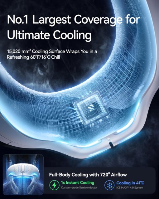 RANVOO AICE LITE Plus 2025 Max Cooling Airflow [No.1 Coolest & Most Durable] Neck Air Conditioner, Ultimate Immersive Personal AC 6,000 mAh Rechargeable Neck Fan Blow Cold Air, Gifts for Mom, White - Image 6