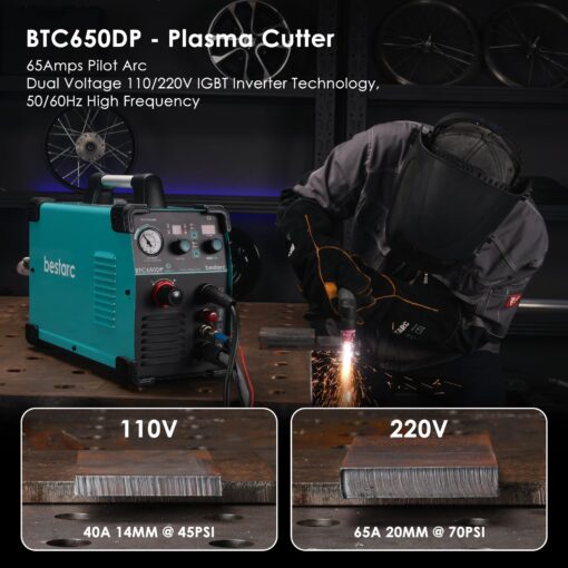 bestarc Plasma Cutter, Pilot Arc BTC650DP 3rd Generation 65Amps With [Air Sensor Technology] Dual Voltage 110/220V Digital Plasma Cutting Machine (BTC650DP 3GEN 110/220) - Image 5