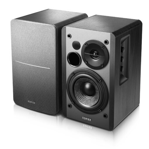 Edifier R1280DB Powered Bluetooth Bookshelf Speakers - Optical Input - Wireless Studio Monitors - 4 Inch Near Field Speaker - 42W RMS - Wood Grain (Black) - Image 8