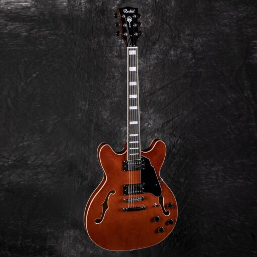 Redid Semi-Hollow Body Electric Guitar RD-100 Jazz Guitar with F-Hole,Maple neck,humbucker Pickups(Brown) - Image 8