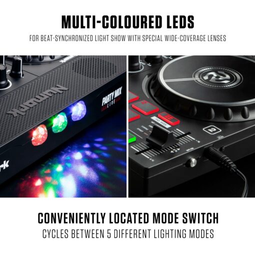 Numark Party Mix Live - DJ Controller with Built in Speakers, Party Lights and DJ Mixer, Complete Dj Set with Mixer and Audio Interface + Serato DJ Lite - Image 6