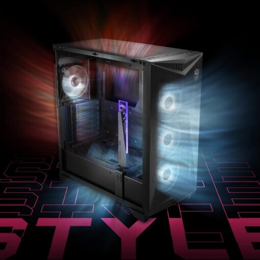 MSI MPG GUNGNIR 300R Airflow - Premium Mid-Tower Gaming PC Case - Tempered Glass Side Panel - ARGB 120mm Fans - Liquid Cooling Support up to 360mm Radiator - Vented Front Panel - Image 9