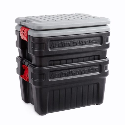 Rubbermaid ActionPacker️ 24 Gal Lockable Storage Box Pack of 2, Outdoor, Industrial, Rugged, Grey and Black - Image 8