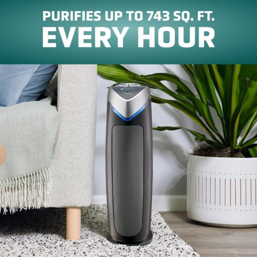 GermGuardian Air Purifier for Home with HEPA Pure Filter, for Wildfire Smoke, Pet Dander, Pollen, Odors, Large Rooms Up To 743 Sq. Ft., Removes 99.97% Pollutants, UV-C, 2-Pack, 22", AC48252PK, Gray - Image 5
