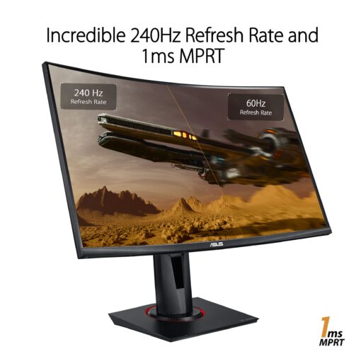 ASUS 27” 1080P TUF Gaming Curved HDR Monitor (VG27VQM) - Full HD, 240Hz, 1ms, Height Adjustable, Black - Image 7