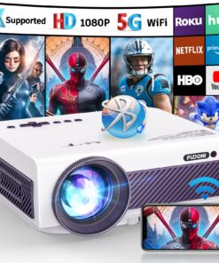 Projector with WiFi and Bluetooth, FUDONI 5G WiFi Native 1080P Outdoor Projector 15000L Support 4K, Portable Movie Projector with Keystone & Zoom, for iOS/Android/Laptop/TV Stick/HDMI/USB/VGA/TF