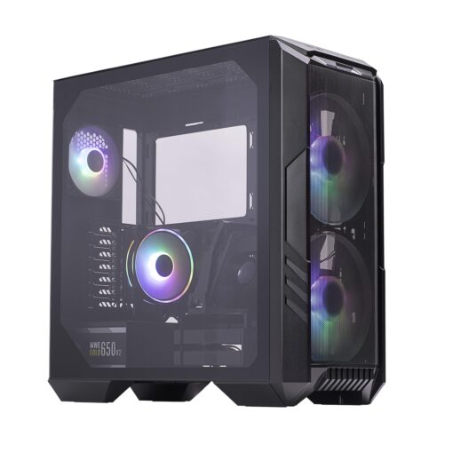 Cooler Master HAF 500 High-Airflow Mid-Tower ATX Gaming Case + Hyper 212 Halo CPU Cooler 140W TDP + 650W Gold PSU – 3X ARGB Fans, 120mm GPU Fan, Mesh Front, Tempered Glass, Cable Management