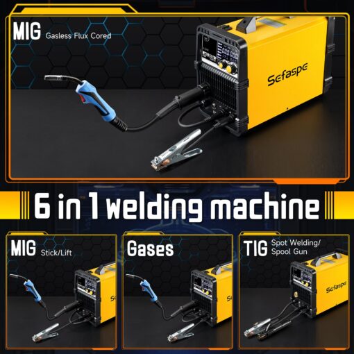250A MIG Welder, 6 in 1 Gas MIG/Gasless Flux Core/Spool Gun/Lift TIG/Stick 220V MIG Welder with LED Digital Display Multi-process Aluminum Welding Machine - Image 7