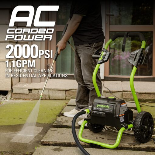 Greenworks 2000 Max PSI @ 1.1 GPM (13 Amp) Electric Pressure Washer GPW2000-1RG + Surface Cleaner Universal Attachment 30012 - Image 3