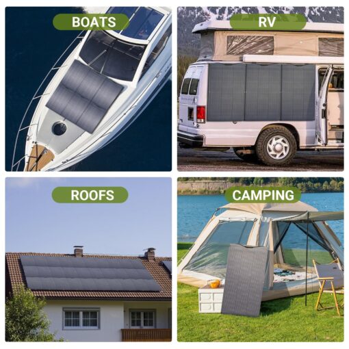 ALLPOWERS SF100 Flexible Solar Panel 100W 24V / 12V IP68 Monocrystalline Solar Modules Bendable Semi-Flexible Mono Solar Panel 100 Watt for RV Roof Boat Cabin Van Uneven Surfaces - Image 3